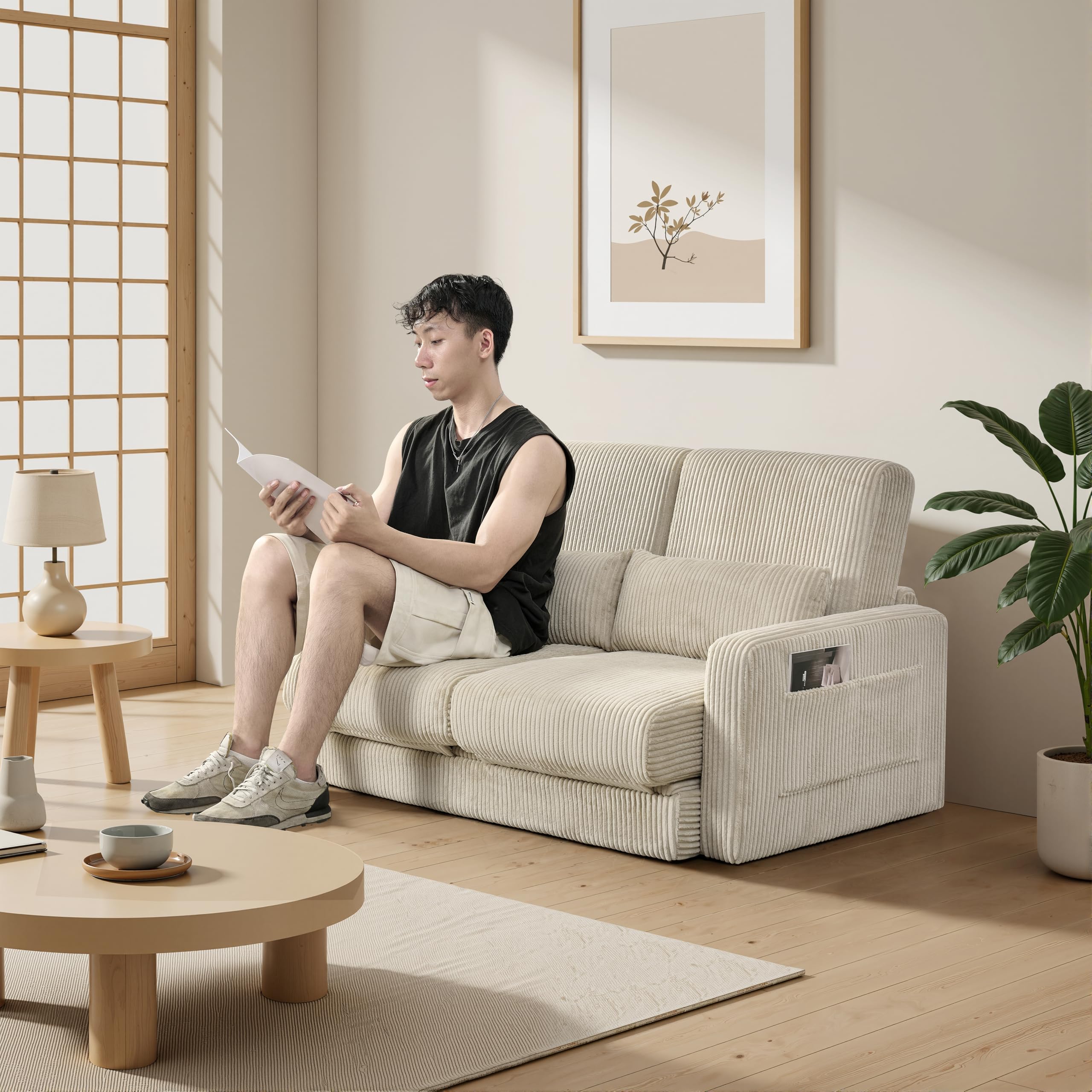 Amazon｜多機能ソファーベッド 収納付き 展開式 小規模住宅・6 畳間